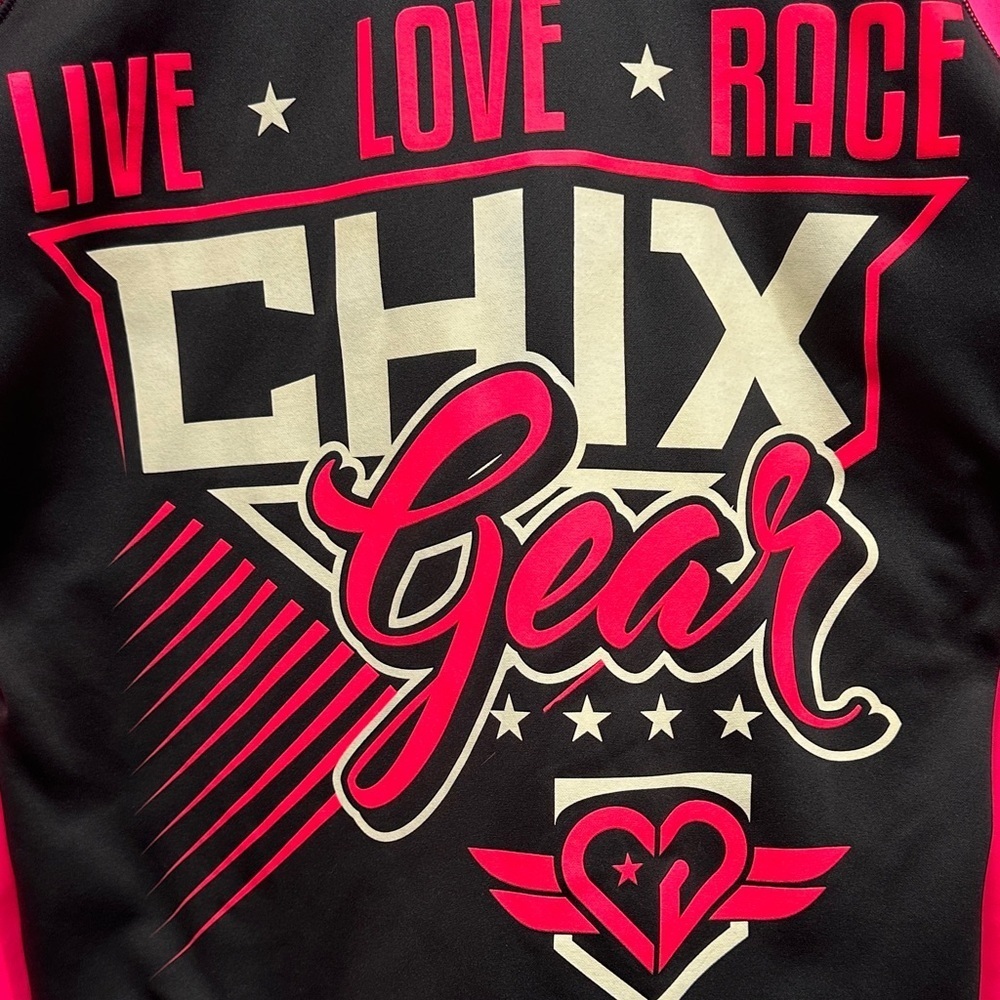 Chix Gear Black and Pink Full Zip Hoodie Size Large - Picture 4 of 10